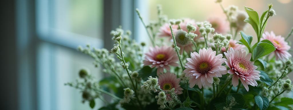 Smukke blomsterdekorationer og fredfyldt atmosfære